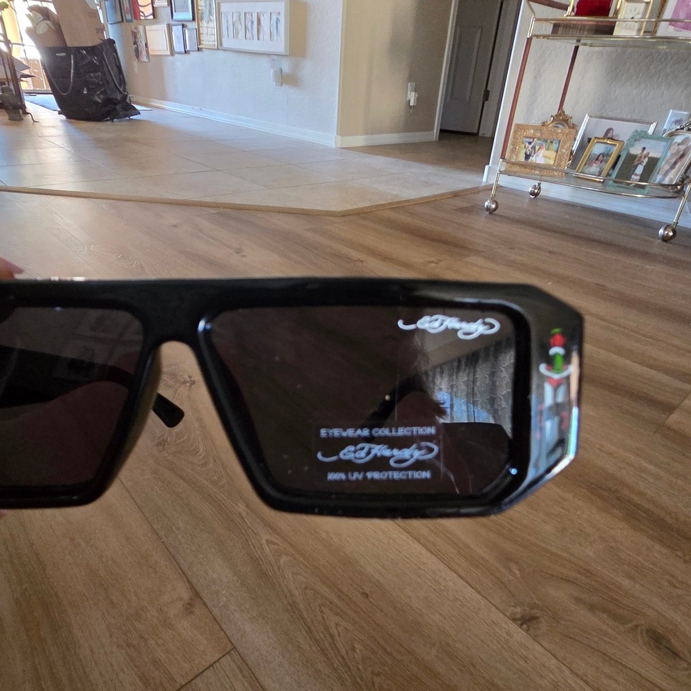 Ed Hardy Sunglasses Black Rectangular Shield Tige… - image 3